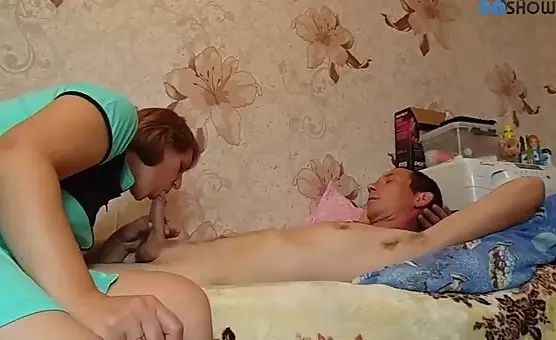 Housekeeper fucks young man in various poses with oral pleasure, blowjob and handjob